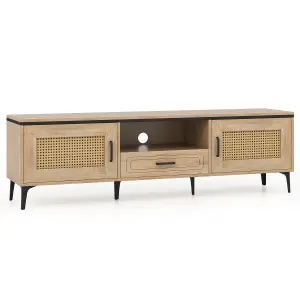 COSTWAY TV Stand for 65" TVs Modern Media Cabinet Console Table with Cable Hole