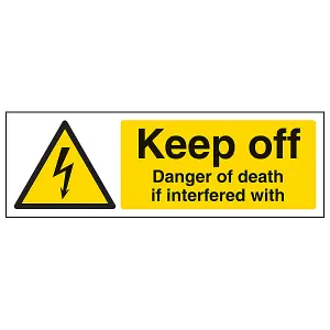 Keep Off Danger Of Death Electrical Sign Rigid Plastic 300x100mm (x3)