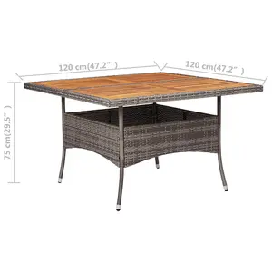 Berkfield Outdoor Dining Table Grey Poly Rattan and Solid Acacia Wood