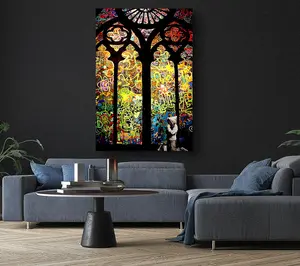 Stained Glass Graffiti Canvas Print Wall Art - Medium 20 x 32 Inches