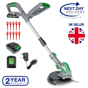 Gracious Gardens Cordless Garden Grass Strimmer Trimmer 18V Lithium Ion Rechargeable