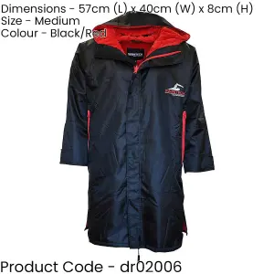 MEDIUM Black/Red Water Resistant Fleece Lined Parka Robe Swimming Outdoor Sports