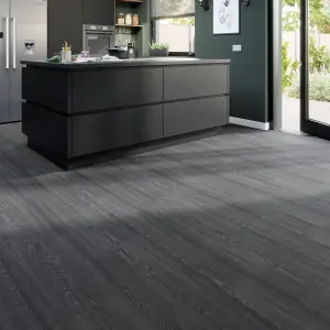 GoodHome Mambo Dark Grey Natural Wood effect Synchronic Click vinyl Plank Sample