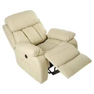 Chester Electric Bonded Leather Automatic Recliner Armchair Sofa Home Lounge Chair (Cream)