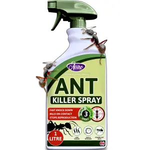 Aviro Ant Killer - Fast Acting Ant Killer Spray for Indoor and Outdoor Use for Immediate and Long Lasting Prevention. 1 Litre