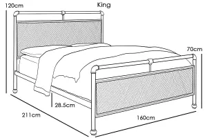 Cambridge Industrial Style Metal King Size Bed Frame 5ft