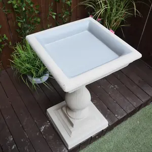 Classic Sandstone Birdbath with Square Top