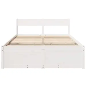 Berkfield Bed Frame without Mattress White 135x190 cm Double Solid Wood Pine