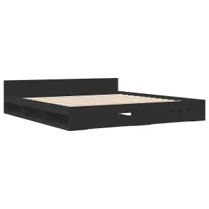 Berkfield Bed Frame with Drawers without Mattress Black 200x200 cm