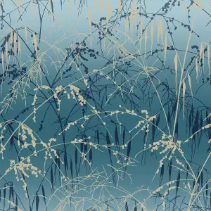 Clarissa Hulse Meadow Grass French Navy & Copper effect Smooth Wallpaper