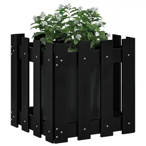 Berkfield Garden Planter with Fence Design Black 40x40x40 cm Solid Wood Pine