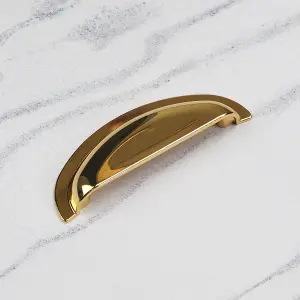 Bright Brass Cup Cabinet Handle 96mm Centres