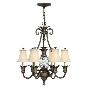 Elstead Plantation 7 Light Multi Arm Chandelier Bronze Finish, E14