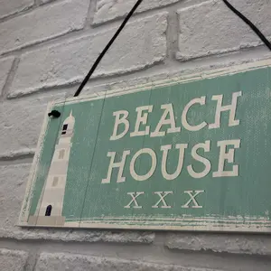 Red Ocean Beach House Shabby Chic Bathroom Sign Vintage Nautical Plaque Beach Home Seaside GIFT Accessories