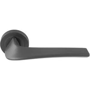 Premium Twisted Bar Door Handle Set - Anthracite Grey Designer Lever Round Rose