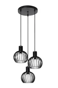 Lucide Mikaela Modern Pendant light 32cm - 3xE14 - Black