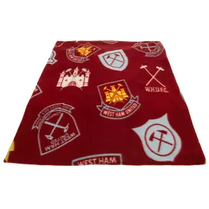 West Ham United FC Fleece Blanket Maroon/Blue/Yellow (One Size)