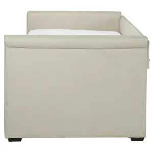 Fabric EU Single Trundle Bed Beige LIBOURNE