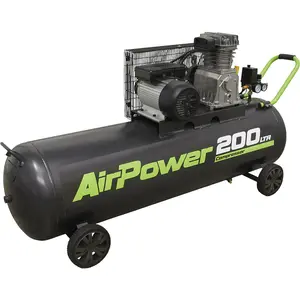 200 Litre Mobile Belt Drive Air Compressor with 3hp Motor and Quick Release Coupling for Workshops