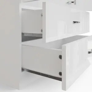 2 Door 2 Drawer White Gloss Double Combination Wardrobe Scratch Resistant