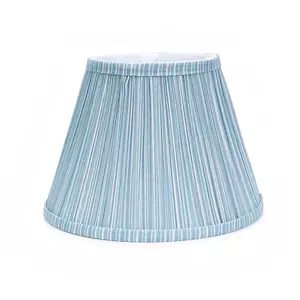 ValueLights Laurenne Tapered Blue Pinstripe Fabric Pleated Easy Fit Small Lamp Shade