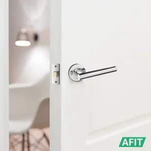 AFIT Polished Chrome Door Handle Latch Set T-Bar Internal Door Handles & Latch (64mm) Olvera Range