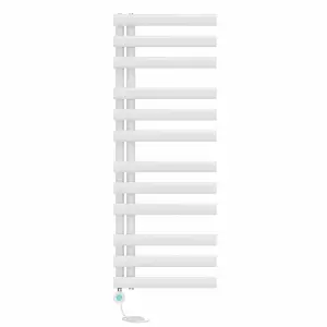 Right Radiators Prefilled Thermostatic Electric Heated Towel Rail Oval Column Ladder Warmer Rads - 1200x450mm White