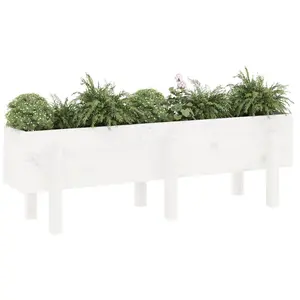 Berkfield Garden Raised Bed White 121x30x38 cm Solid Wood Pine