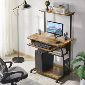 Computer Desk With Shelf Yaheetech Colour: Rustic Brown