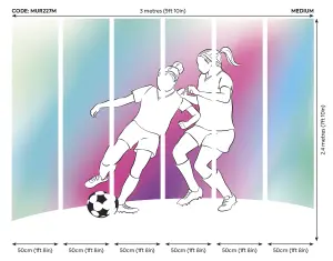 Origin Murals Girls Playing Football Multi Matt Smooth Paste the Wall Mural 300cm wide x 240cm high