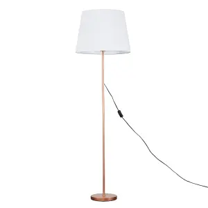 ValueLights Modern Copper Metal Standard Floor Lamp With White Tapered Shade - Includes 6w LED Bulb 3000K Warm White