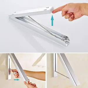 Aluminium Wall Mounted Foldable Folding Clothes Rack - Triangle Hanger - Retractable Clothes Hanging Airer - Indoor Outdoor