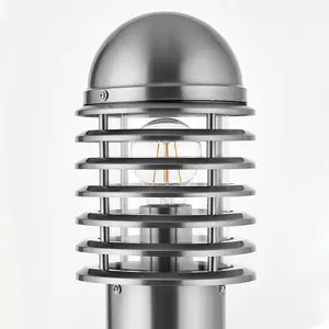 1m Outdoor Post Bollard Light Polished Steel Vandal Proof External Pathway Lamp