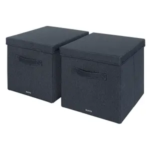 Leitz Velvet Grey 2-Pack Fabric Storage Box with Lid Large