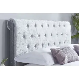 Birlea Sienna Small Double Ottoman Bed In Steel Crushed Velvet