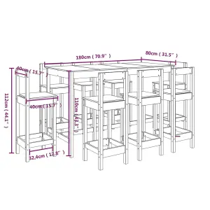 Berkfield 9 Piece Bar Set Solid Wood Pine