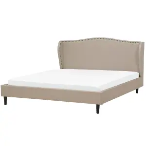 Fabric EU Super King Size Bed Beige COLMAR