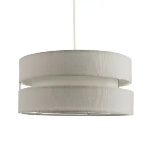 Contemporary Quality Grey Linen Fabric Triple Tier Ceiling Pendant Light Shade