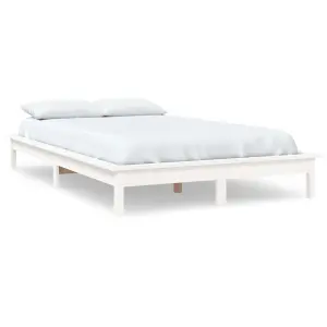 Berkfield Bed Frame White 180x200 cm Super King Size Solid Wood Pine