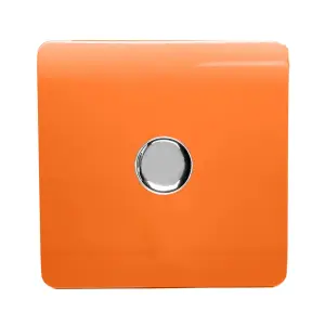 Trendi Switch 1 Gang 1 or 2 way 150w Rotary LED Dimmer Light Switch in Orange