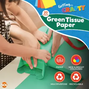 20pk Green Tissue Paper for Wrapping Gifts, 66cm x 50cm Green Tissue Paper Sheets for Packaging Biodegradable Green Wrapping Paper