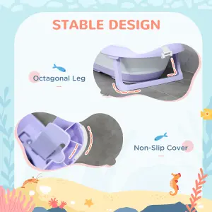 ZONEKIZ Foldable Baby Bathtub w/ Non-Slip Support Legs, Cushion Pad - Purple