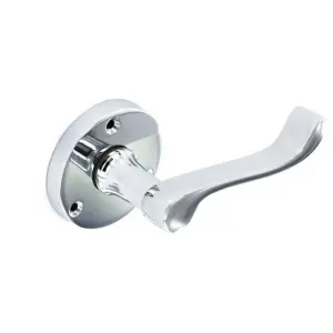 Securit Chrome Round Latch Handle (Pack of 2) Silver (One Size)