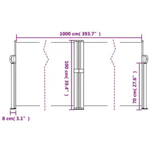 Retractable Side Awning Red / 100" H x 1000" W