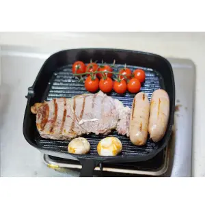 Cast Iron Griddle Pan Non Stick Square Frying Grill Fry Skillet Kitchen Cookware