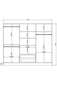 ECU XL 6 Door 2 Drawer Mirrored White Wardrobe