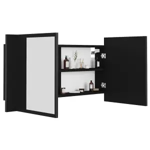 Berkfield LED Bathroom Mirror Cabinet Black 90x12x45 cm