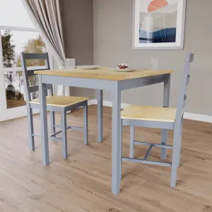 Vida Designs Yorkshire 2 Seater Dining Set, Grey & Pine