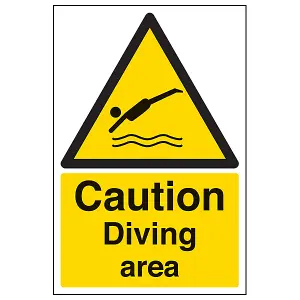 Diving Area Caution Water Warning Sign Rigid Plastic 200x300mm (x3)