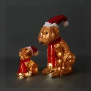 Multicolour Dog & Puppy Led Electrical Christmas Decoration Set Of 2